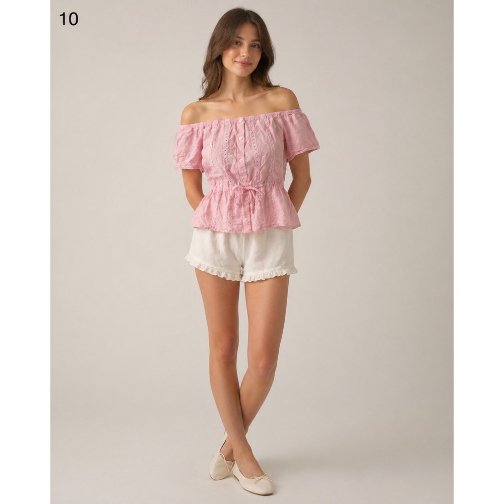 Abercrombie & Fitch Cold Shoulder Top Womens S Pink Crochet Detail Boho Coquette